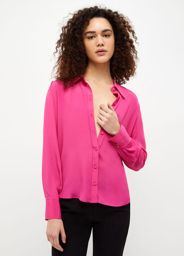 Camisas Liu Jo Crepe De Chine Mujer Fucsia | ZUP-439710