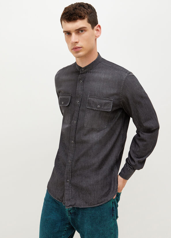 Camisas Liu Jo Korean Denim Hombre Gris | QZO-251983