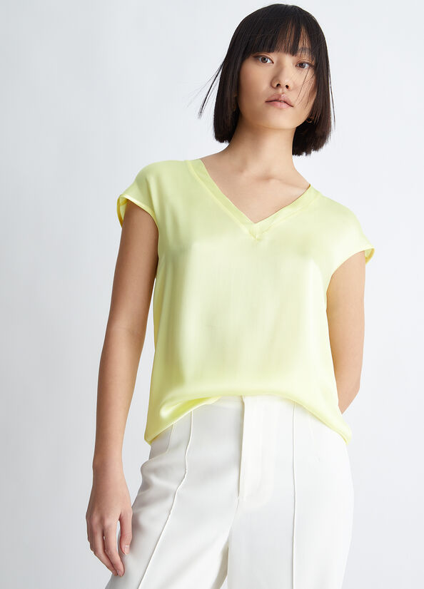 Camisas Liu Jo Silk Blend Blouse Mujer Amarillo | WNC-289635