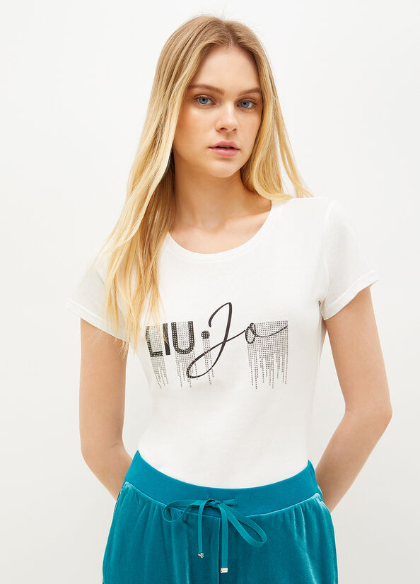 Camiseta Liu Jo Eco-Friendly Mujer Blancas | DTJ-609482