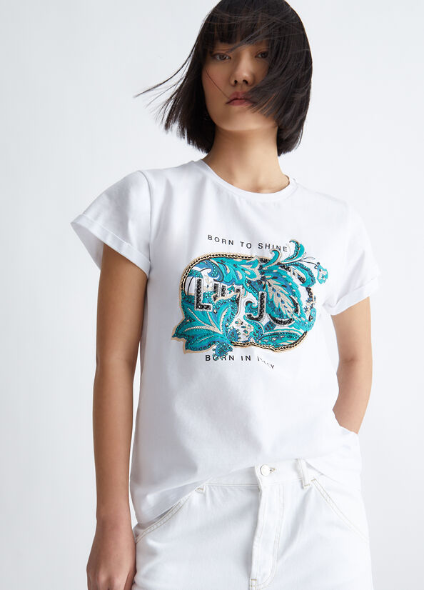 Camiseta Liu Jo Eco-Friendly Mujer Blancas | HSP-810759