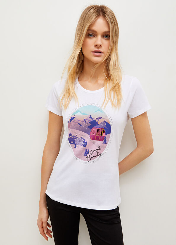 Camiseta Liu Jo Eco-Friendly With Estampadas Print Mujer Azules | TGN-653891