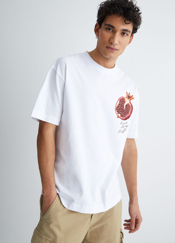 Camiseta Liu Jo With Pomegranate Hombre Blancas | EGM-160435