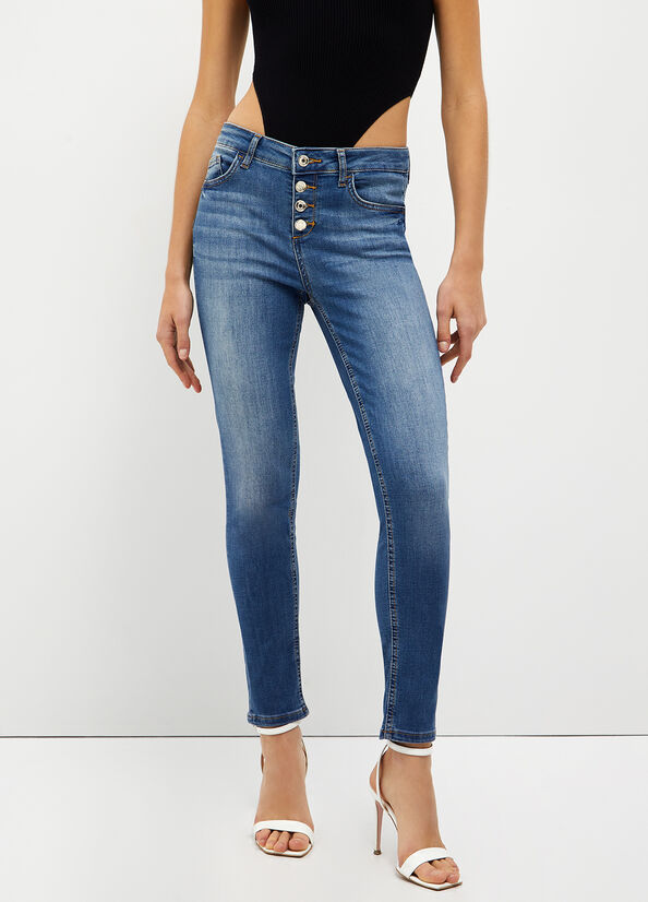 Jeans Skinny Liu Jo Bottom Up Mujer Azules Oscuro | AWY-713495