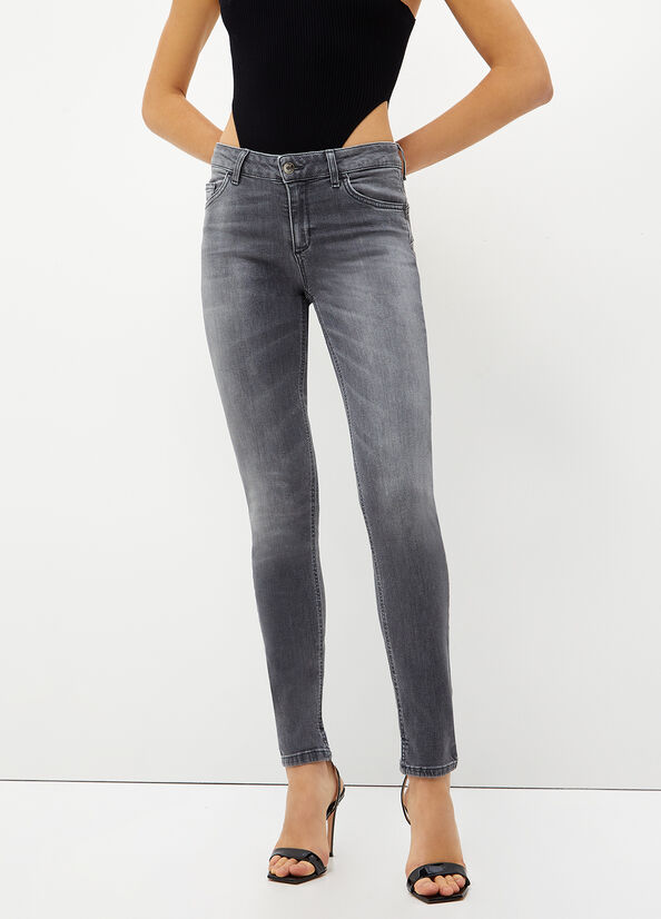 Jeans Skinny Liu Jo Bottom Up Mujer Gris | LUF-659103