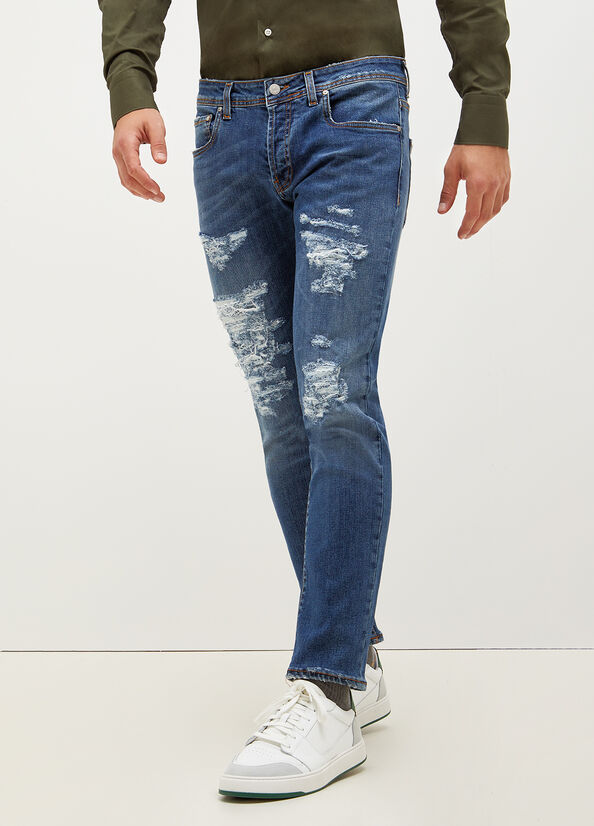 Jeans Slim Liu Jo Slim With Rips Hombre Azules | JYB-265071