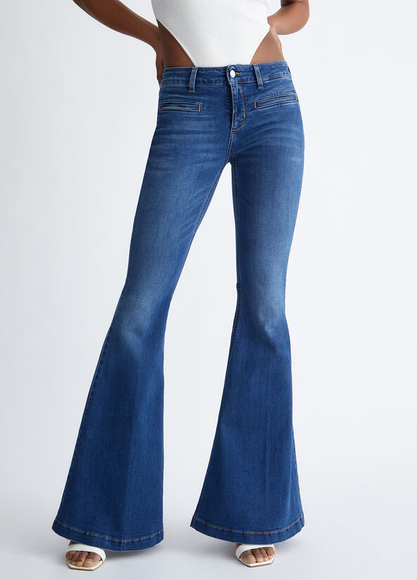 Jeans Straight Liu Jo Eco-Friendly Flare Mujer Azules Oscuro | XKC-509417