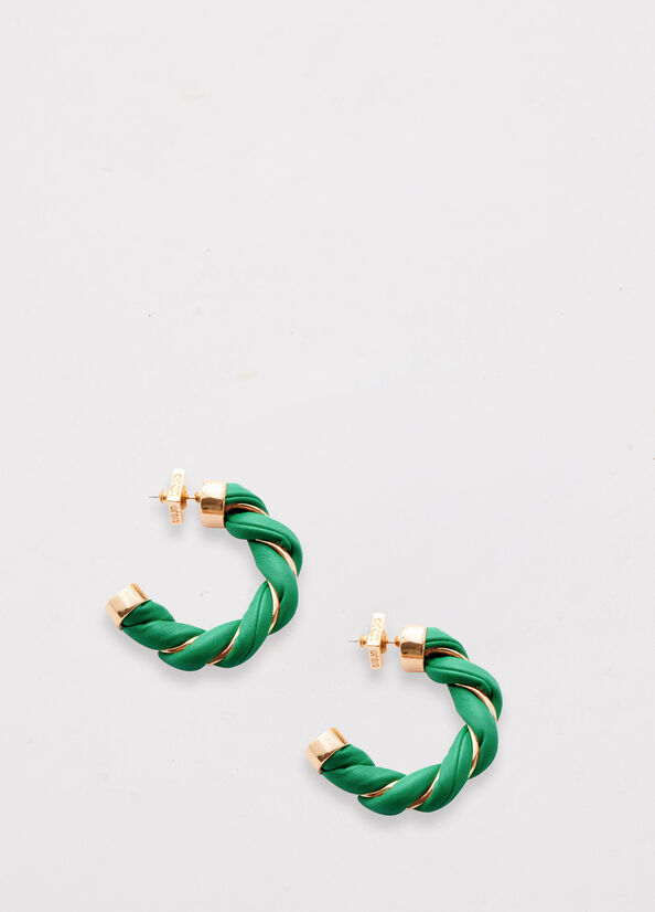 Joyería Liu Jo Torchon Effect Hoop Earrings Mujer Verde | MDS-541870