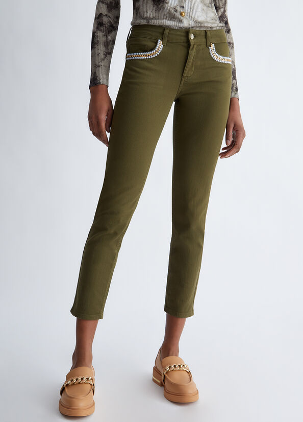 Pantalones Liu Jo Bottom Up Mujer Verde Oliva | XKC-795410