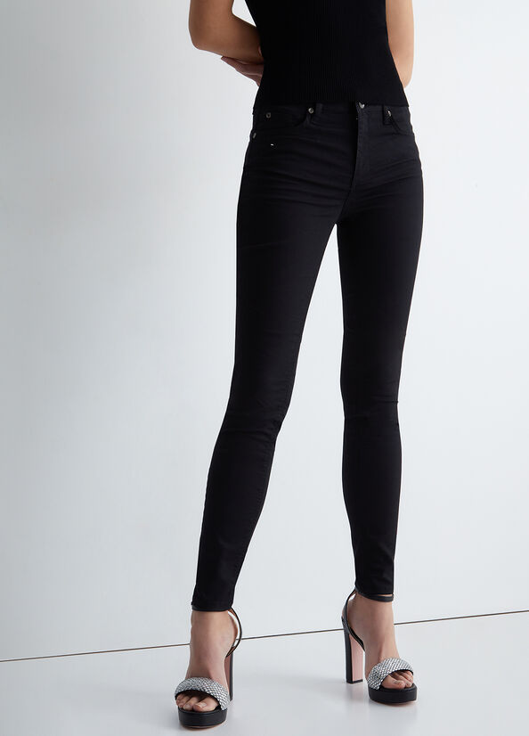 Pantalones Liu Jo Bottom Up Twill Mujer Negras | XFS-403269