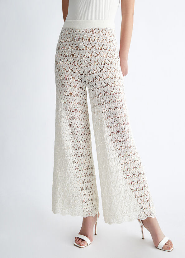 Pantalones Liu Jo Eco-Friendly Open-Knit Mujer Blancas | NQT-264791