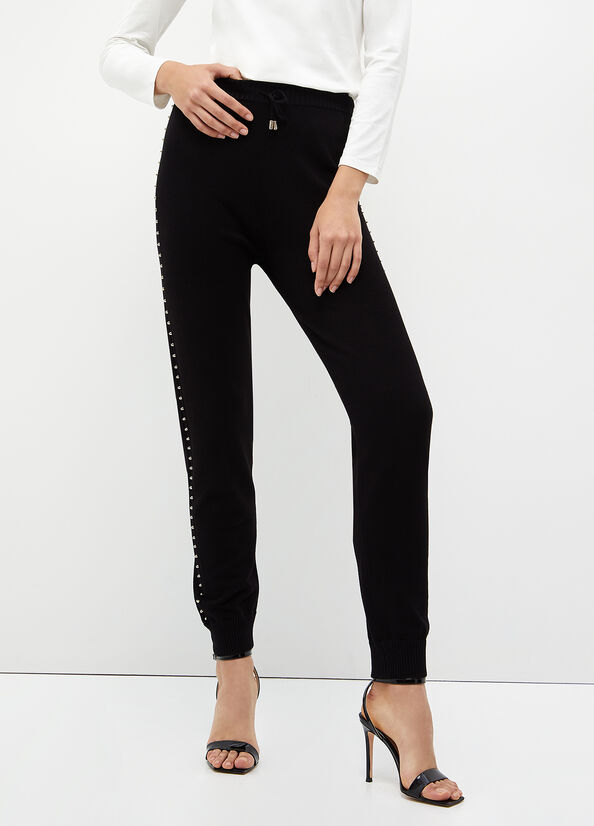 Pantalones Liu Jo Eco-Friendly With Studs Mujer Negras | WBD-487530