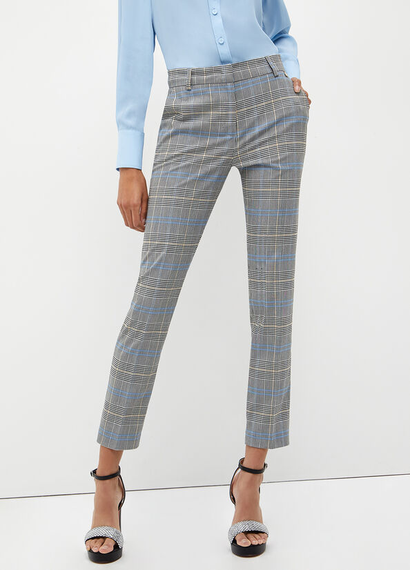 Pantalones Liu Jo Glen Plaid Mujer Gris | AVQ-218605