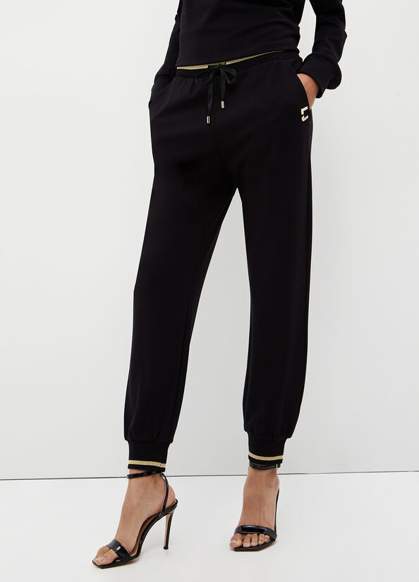 Pantalones Liu Jo Jogging In Jersey Mujer Negras | OPJ-620459