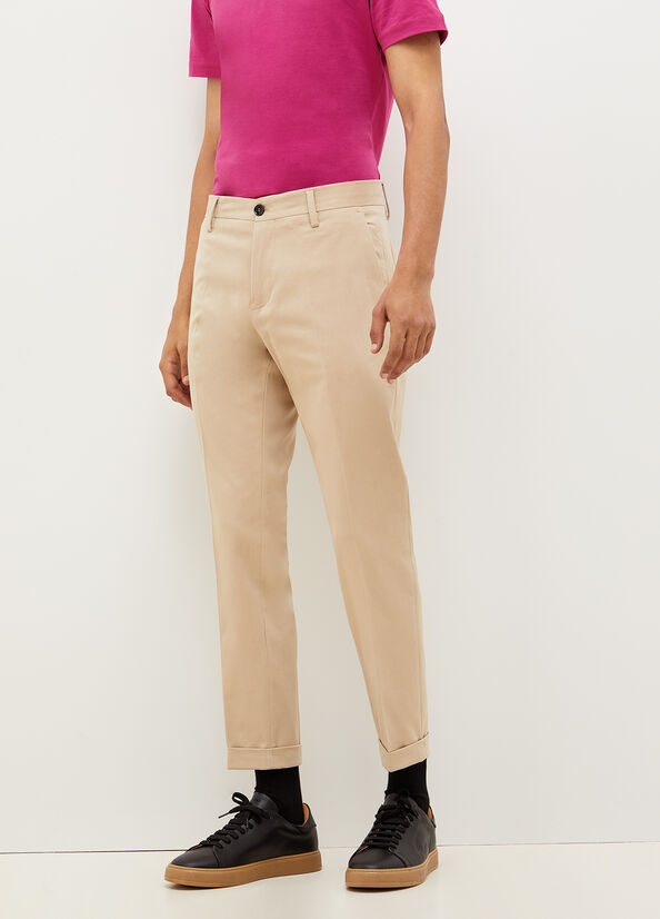 Pantalones Liu Jo Regular Fit Chinos Hombre Beige | BKV-976312