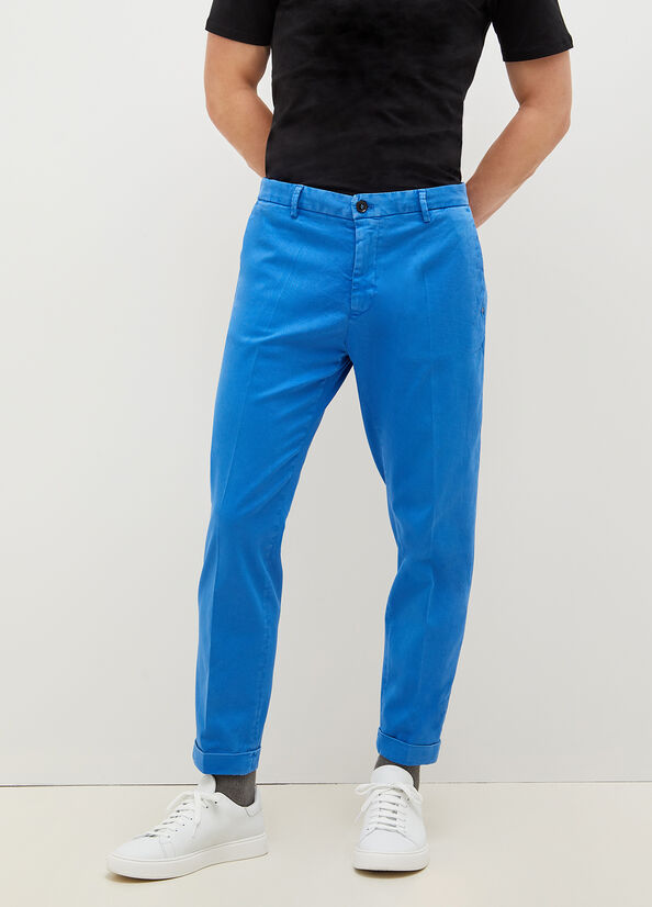 Pantalones Liu Jo Regular Fit Chinos Hombre Azul Real Azules | QSN-254063