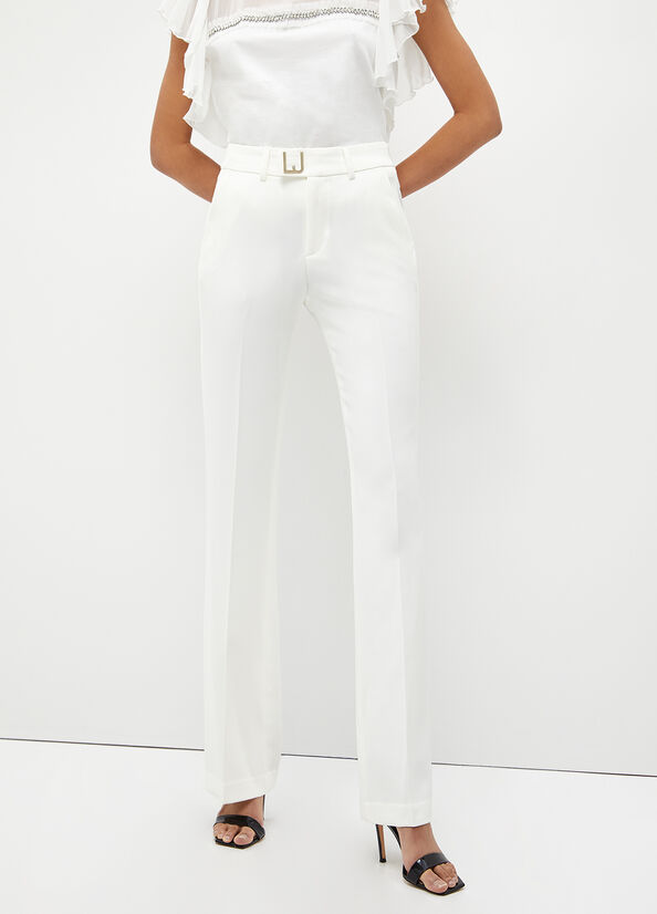 Pantalones Liu Jo Stretch Lj Mujer Blancas | QFJ-546138