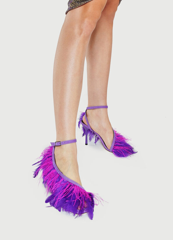 Sandalias Liu Jo With Heel And Feathers Mujer Moradas | UME-513289