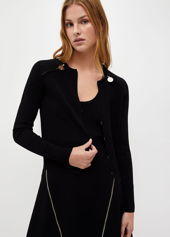 Suéteres Liu Jo Cardigan With Zip Mujer Negras | TDY-703562