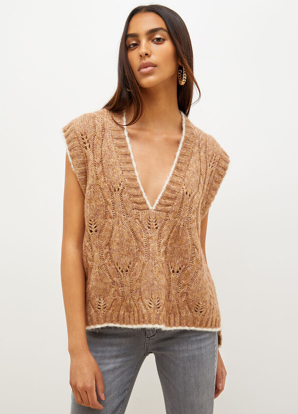 Suéteres Liu Jo Lana And Alpaca Vest Mujer Marrones | CKV-615342