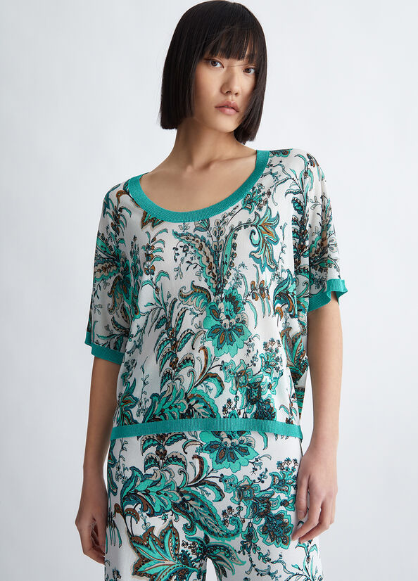 Suéteres Liu Jo Paisley Print Mujer Turquesa Claro | QJI-017238