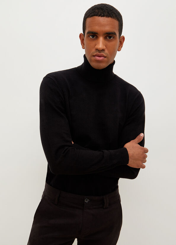 Suéteres Liu Jo Turtleneck In Algodon Hombre Negras | YIK-869140