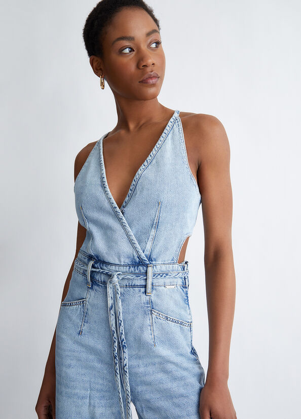 Vestido Liu Jo Eco-Friendly Denim Jumpsuit Mujer Azules Claro | IXP-530974