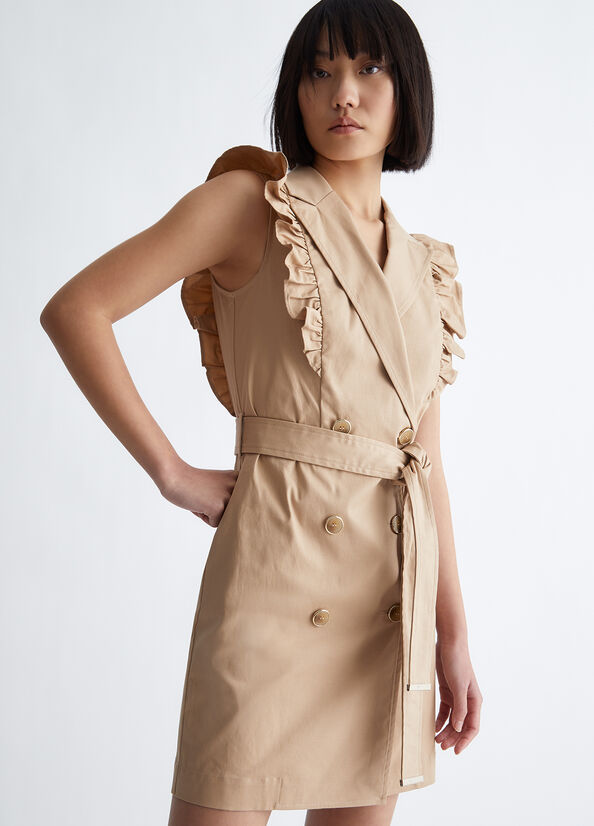 Vestido Liu Jo Eco-Friendly Double-Breasted Mujer Beige | ESP-736904