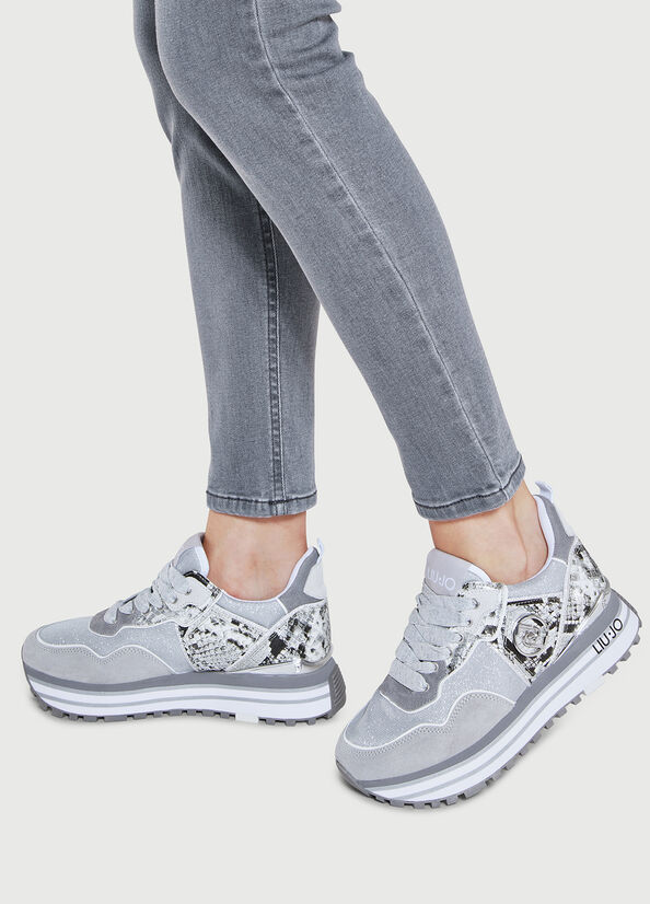 Zapatillas Liu Jo Plataforma With Python Print Mujer Gris | LUM-721864