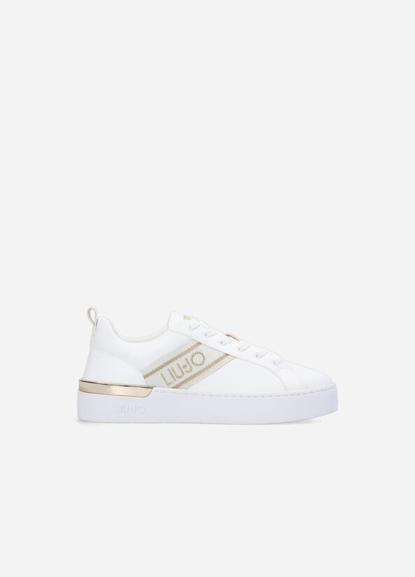 Zapatillas Liu Jo With Jacquard Logo Mujer Blancas | FKE-349152